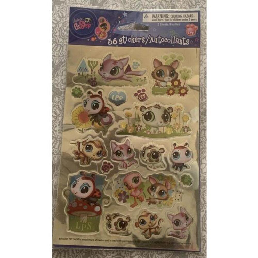 2011 LITTLEST PET SHOP Set of Foil Sheets! NEW! Metallic 36 Stickers! Animals!